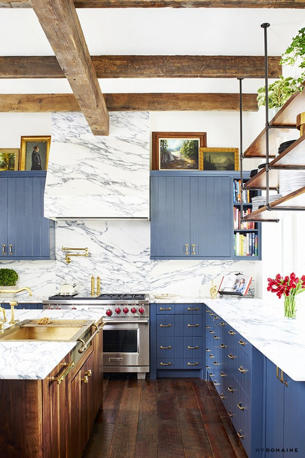 Decker fell in love with the cookies and cream look of the kitchen's Arabiscato marble.